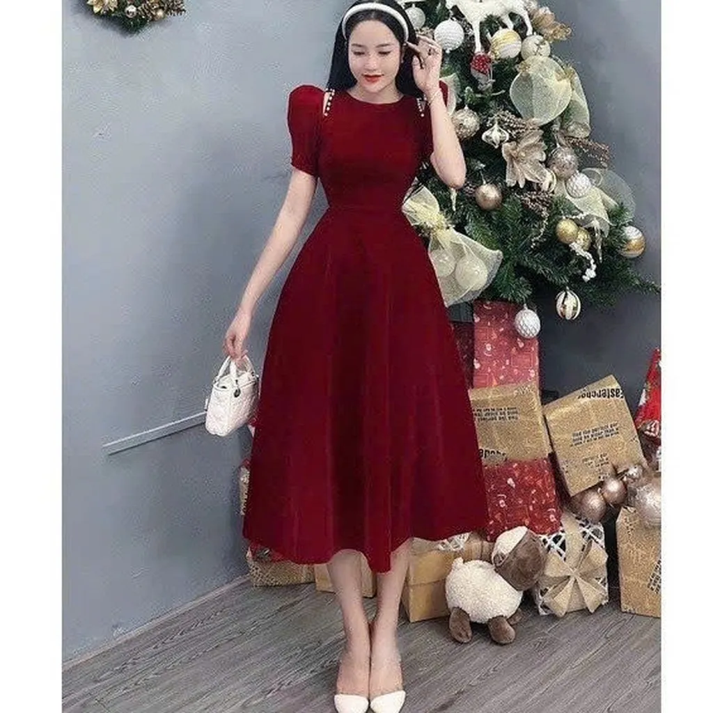 Alternative view of Đầm Váy Nữ Nhung Cứng Dáng Dài At653 - Sam Store