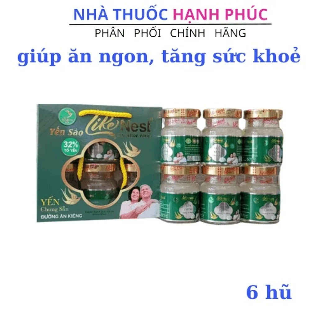 Yến Chưng Đường Ăn Kiêng Like Nest Giúp Đẹp Dáng, Đẹp Da Hộp 6 Hũ - Gia Bảo