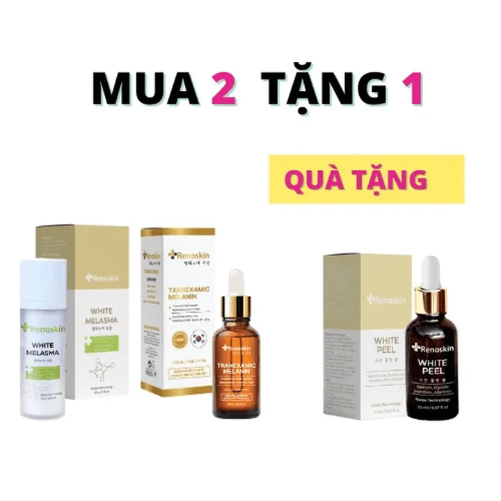 [mua 2 Tặng 1] Kem Trị Nám White Melasma Renoskin Và Serum Trị Nám Tranexamic Malanin Renoskin Tặng Serum Tái Tạo Da White Peel Renoskin