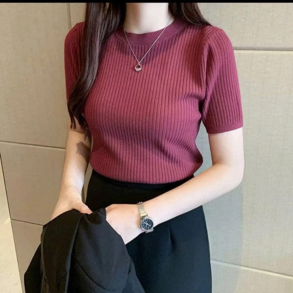 Áo Len Cộc Tay Cổ Tròn - Chipxinhxk