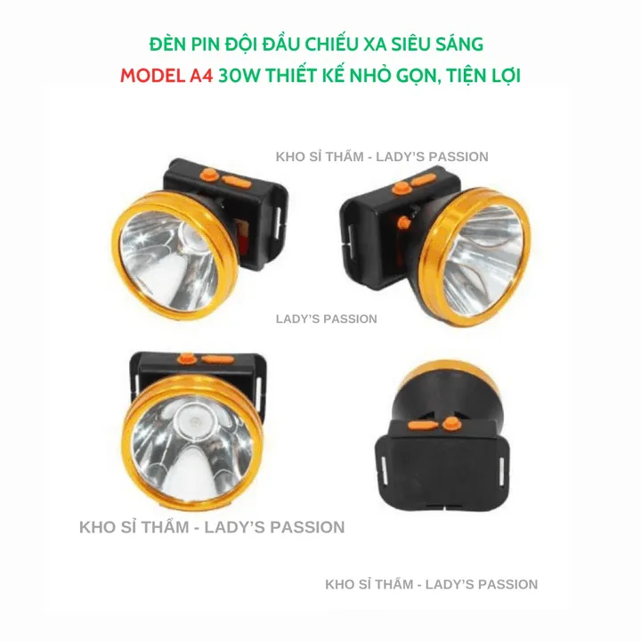 Đèn Pin Đội Đầu A4 30w Chiếu Xa Siêu Sán Kèm Sạc Và Dây Đeo Gd204 - Lady's Passion