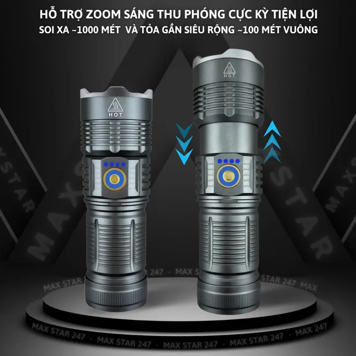 Alternative view of Đèn Pin Max Star No1 Pro Max Cầm Tay Siêu Sáng Chiếu Xa 750 Mét Zoom Sáng Xa Gần Chống Nước Sạc Ngược Cho Điện Thȯại Gd228 - Lady's Passion