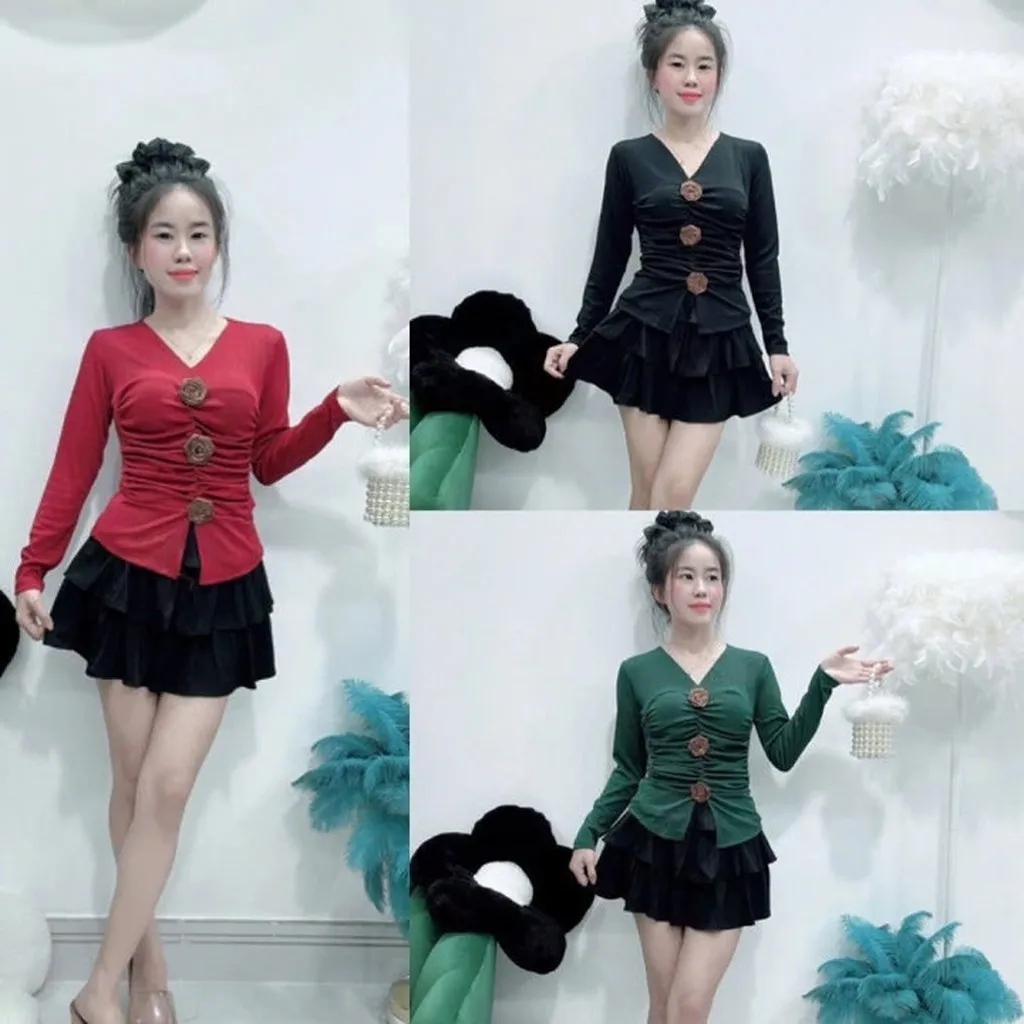 Áo Thun Tay Dài Đính 3 Bông Thời Trang Siêu Xinh Gk - Be Yourself
