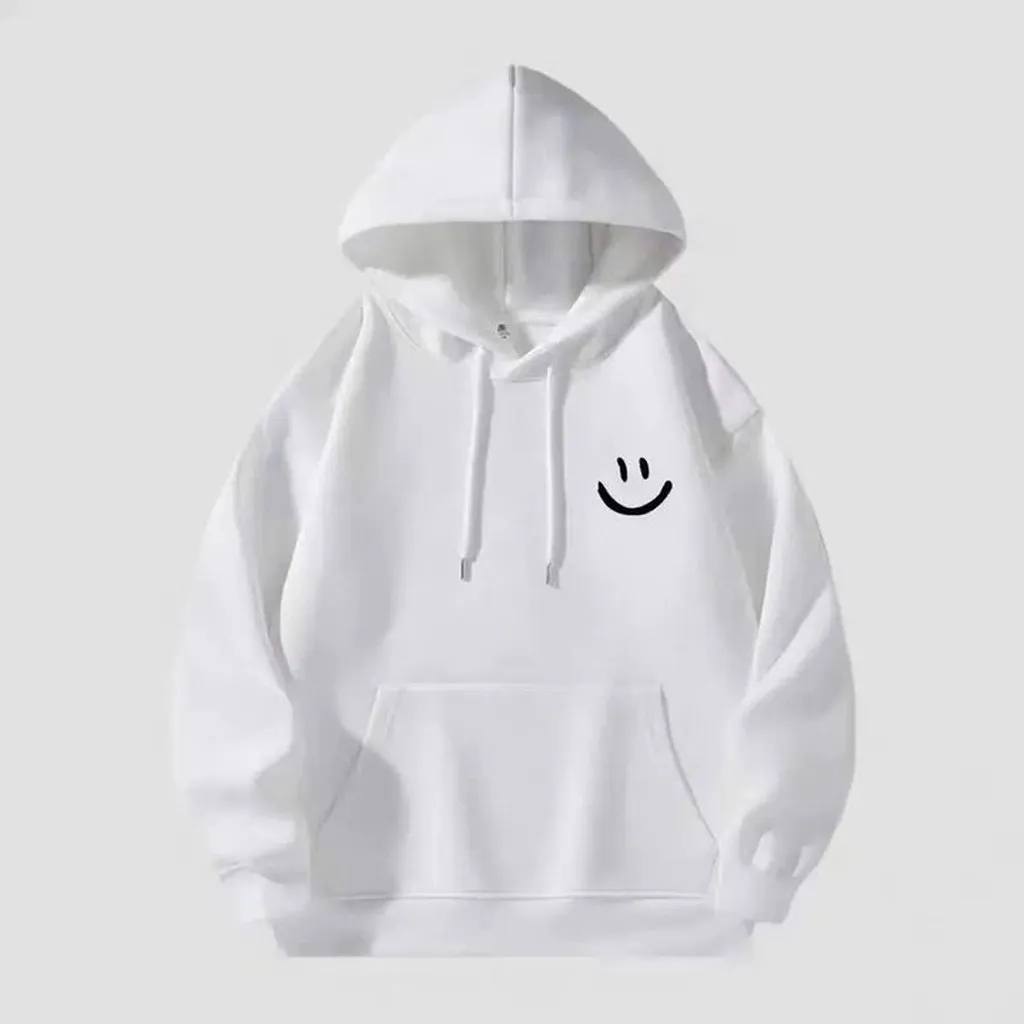 Alternative view of Xả Lô Áo Hoodie Zip Mũ 2 Lớp Form Rộng Unisex Hình Mặt Cười