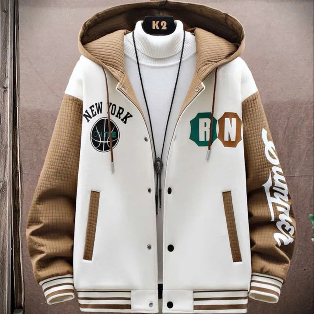 Alternative view of Áo Khoác Nỉ Bóng Chày Bo Sọc In Chữ Rn Unisex Nam Nữ Phối Mũ Khác Màu Ut11 - Phương Store