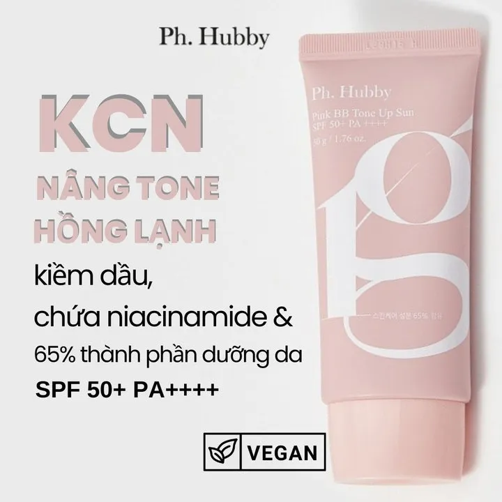 Hộp Kem Chống Nắng Thuần Chay Ph Hubby Pink Bb Tone Up Sun 50g Nâng Tone Hồng Lạnh