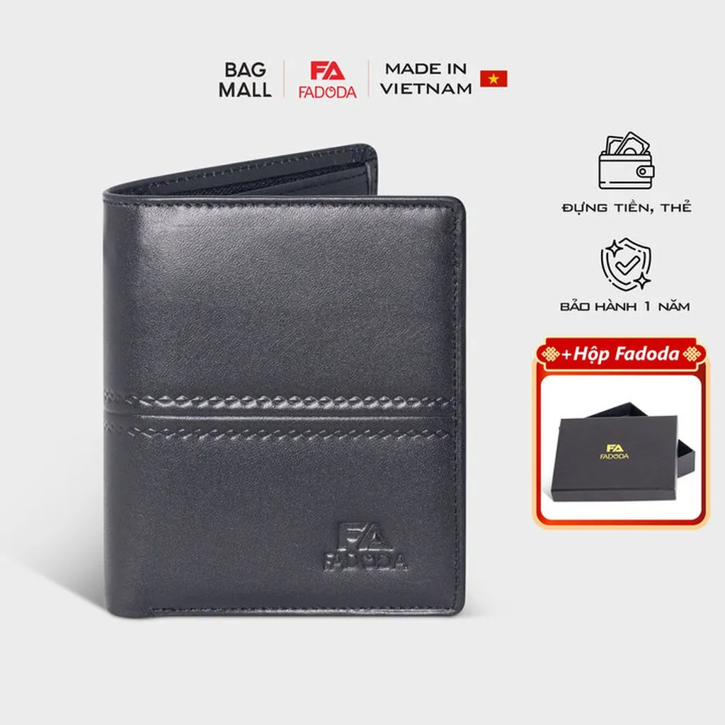 Ví Da Bò Đựng Tiền Dáng Đứng Basic Thời Trang Fadoda Vn047