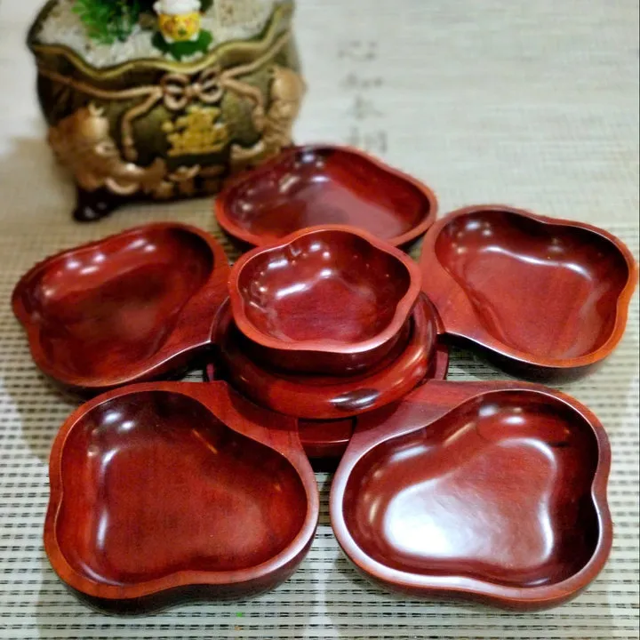 Alternative view of [cái] Khay Bánh Mứt Hoa Mai Đế Xoay Gỗ Tràm Nguyên Khối - Tường Thuận