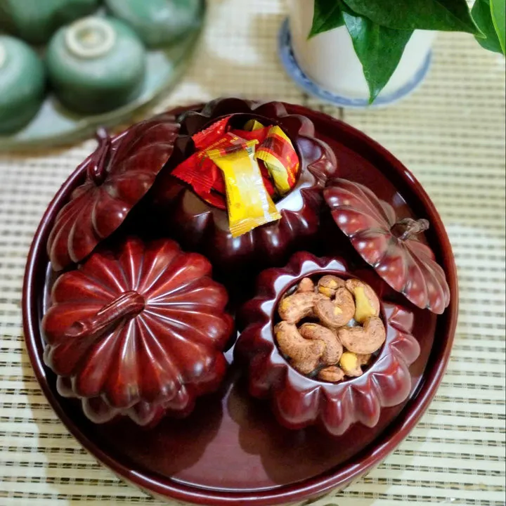 Alternative view of [bộ] Bí Đựng Bánh Mứt 4 In 1 Gỗ Tràm - Tường Thuận