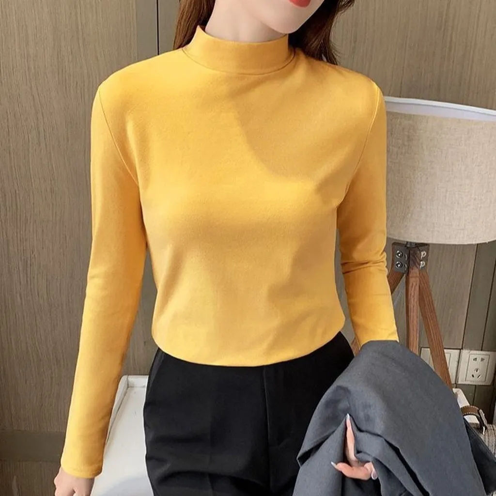 Alternative view of Áo Thun Nửa Cổ Nhung Nhung Hai Mặt Của Đức Cộng Với Áo Sơ Mi Đế Dày Ấm Áp