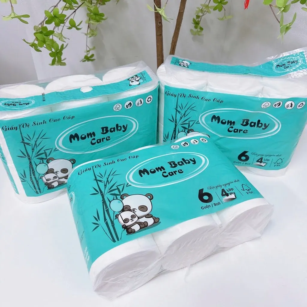 Túi 6 Cuộn Giấy Vệ Sinh Mom Baby Xanh - Gdn
