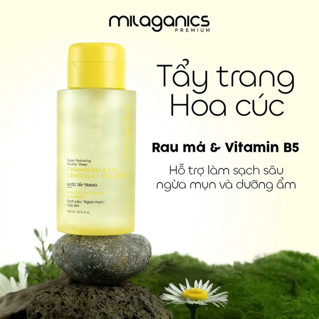 Tẩy Trang Hoa Cúc Làm Sạch Da Ngừa Mụn Cấp Ẩm 300ml-milaganics