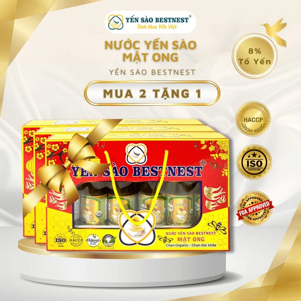 [mua 2 Tặng 1] Nước Yến Sào Bestnest - Vị Mật Ong - Hộp Quà 6 Chai X 180ml