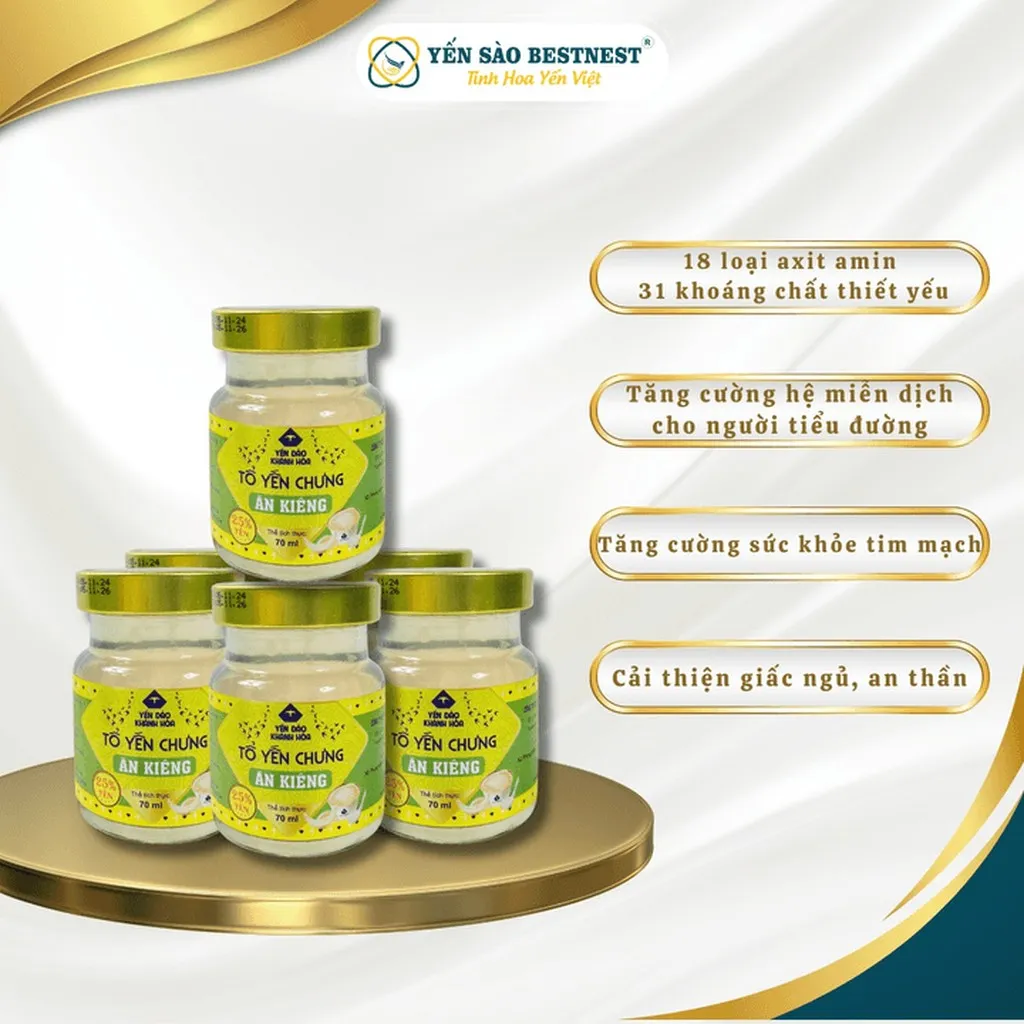 Alternative view of [mua 2 Tặng 1] Yến Đảo Khánh Hòa -tổ Yến Chưng Sẵn Ăn Kiêng 25% - Hộp Quà 6 Hũ X 70ml