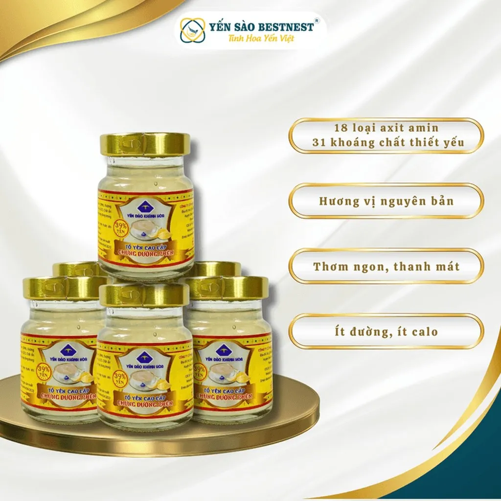 Alternative view of [mua 2 Tặng 1] Yến Đảo Khánh Hòa - Tổ Yến Chưng Sẵn Đường Phèn 39% - Hộp Quà 6 Hũ X 70ml