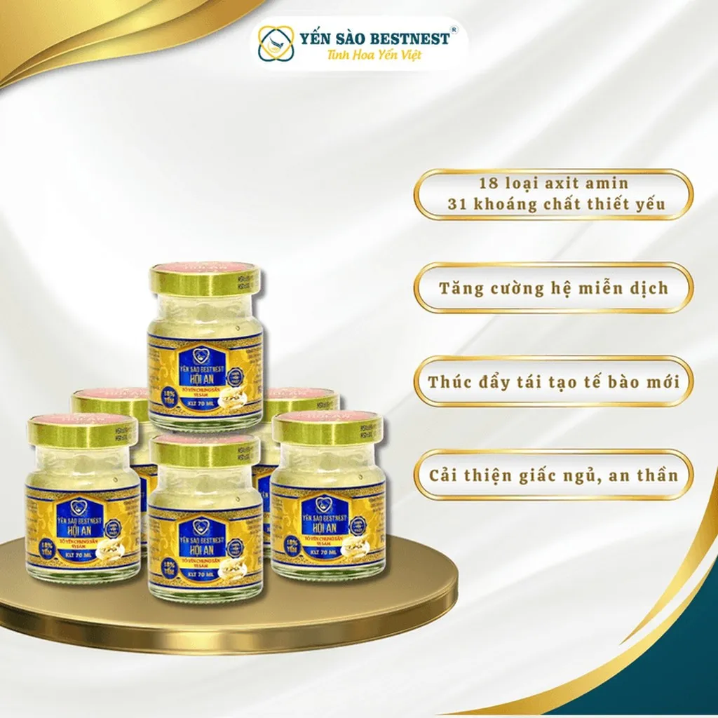 Alternative view of [mua 1 Tặng 1] Yến Sào Bestnest Hội An - Tổ Yến Chưng Sẵn Nhân Sâm 18% - Hộp Quai Xách 6 Hũ X 70ml