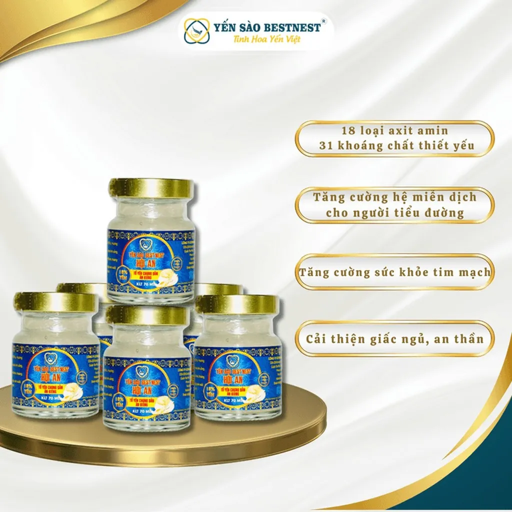 Alternative view of [mua 1 Tặng 1] Yến Sào Bestnest Hội An - Tổ Yến Chưng Sẵn Đường Ăn Kiêng 18% - Hộp Quai Xách 6 Hũ X 70ml