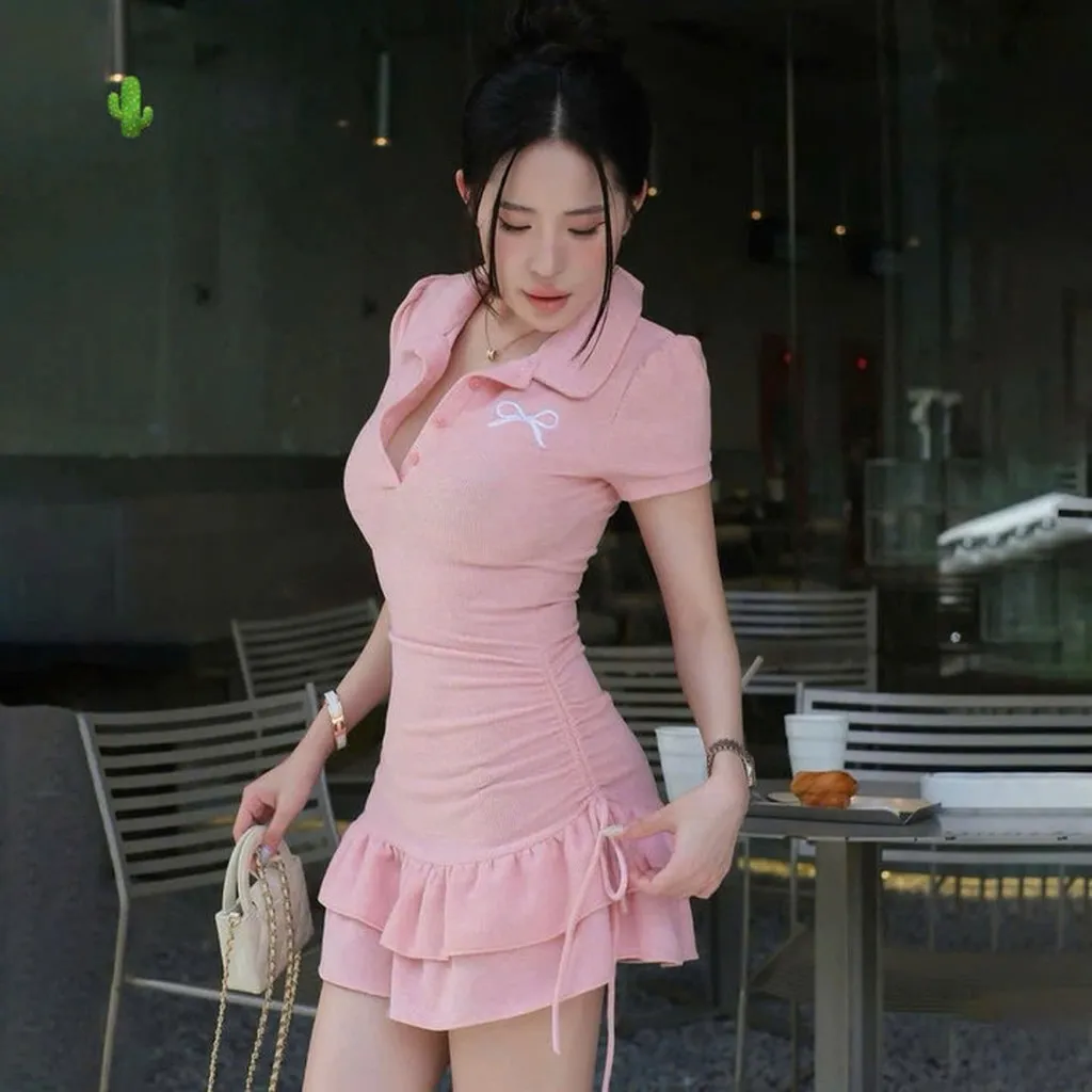 Alternative view of Đầm Trụ Cổ Sen Thêu Nơ Tầng Bẻo Có Quần Trong - Lê Phương Boutique