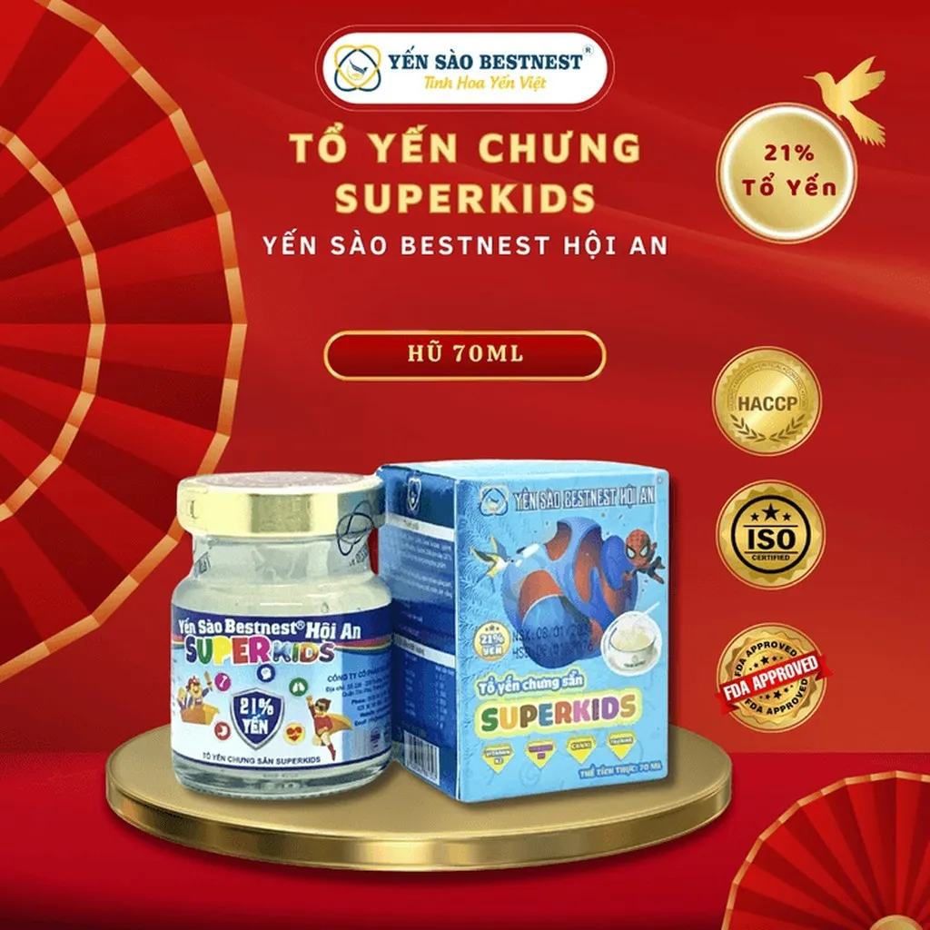 Yến Sào Bestnest Hội An - Hũ Yến Chưng Sẵn Superkids 21% - Hũ 70ml