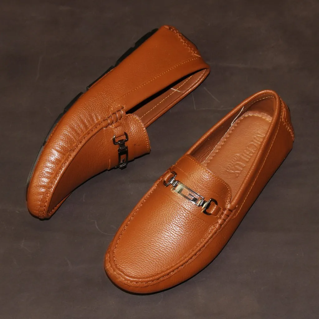 Giày Moca Nam Michilux Horse Bit Moccasin Cshm0 Da Bò Thật - Màu Nâu Bò