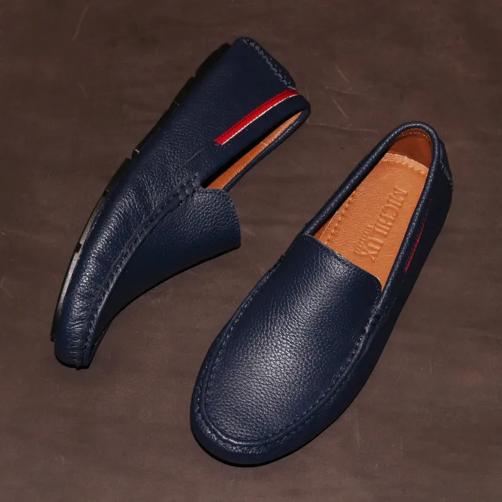 Giày Lười Nam Michilux Classic Moccasin Csms0 Da Bò Thật - Màu Navy