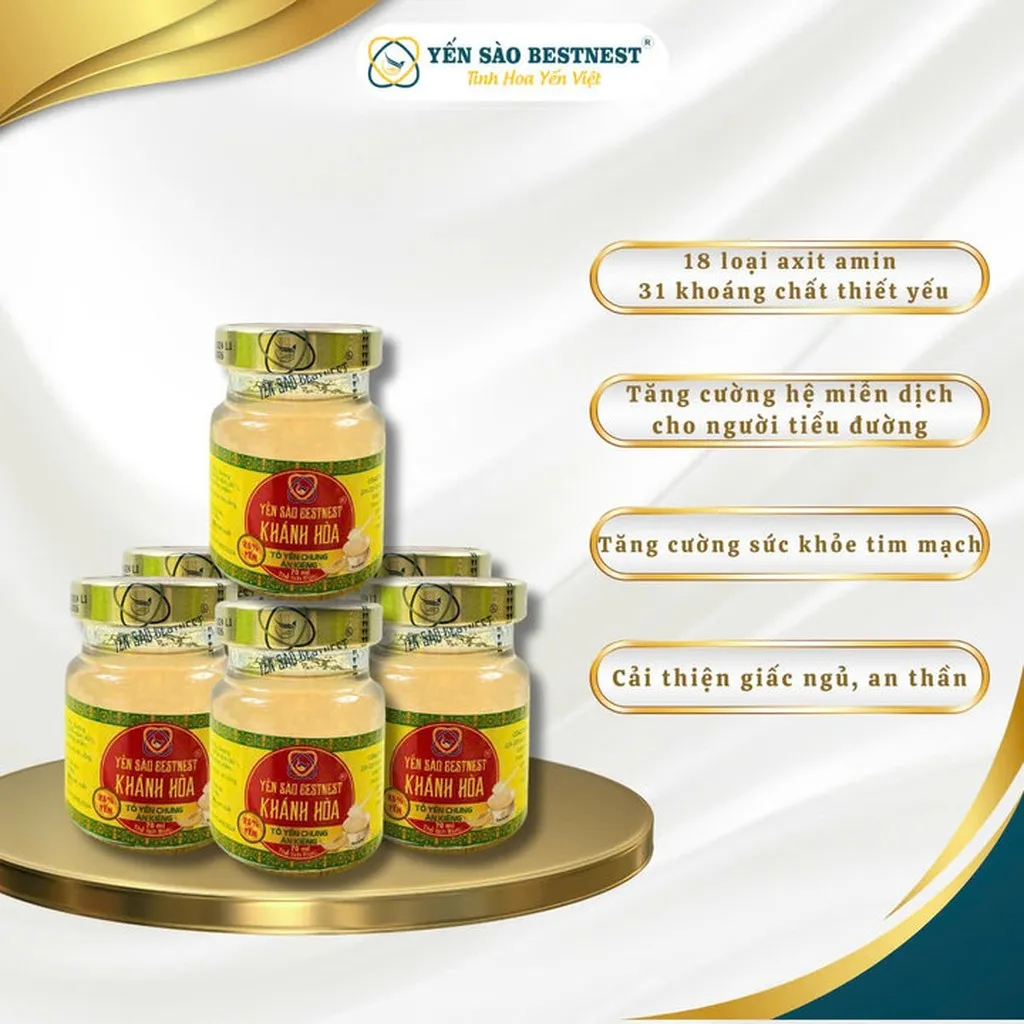 Alternative view of Yến Sào Bestnest Khánh Hoà - Tổ Yến Chưng Sẵn Đường Ăn Kiêng 25% (hộp 6 Hũ X 70ml)