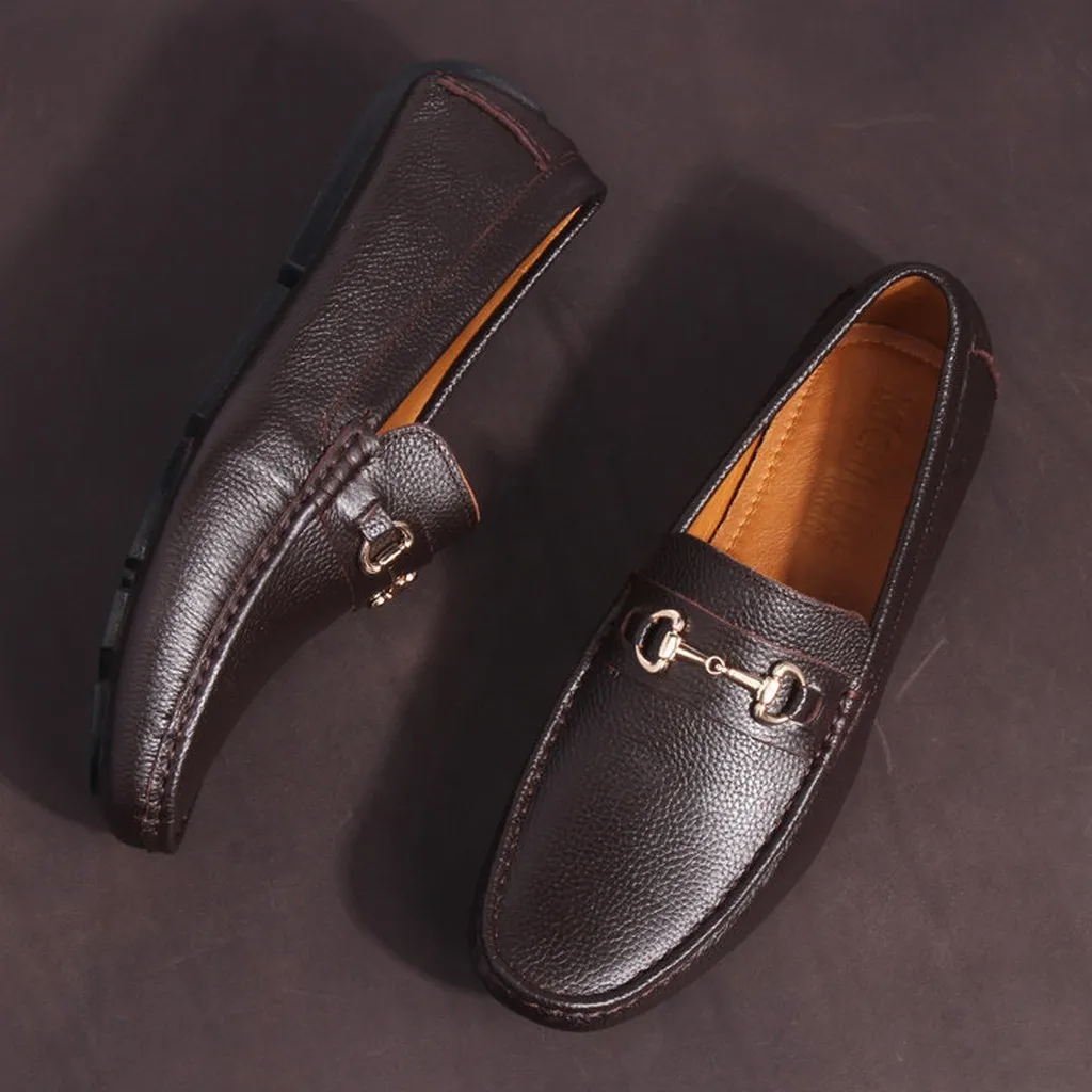 Giày Moca Nam Michilux Horse Bit Moccasin Ciehm Da Bò Thật - Màu Nâu Sẫm