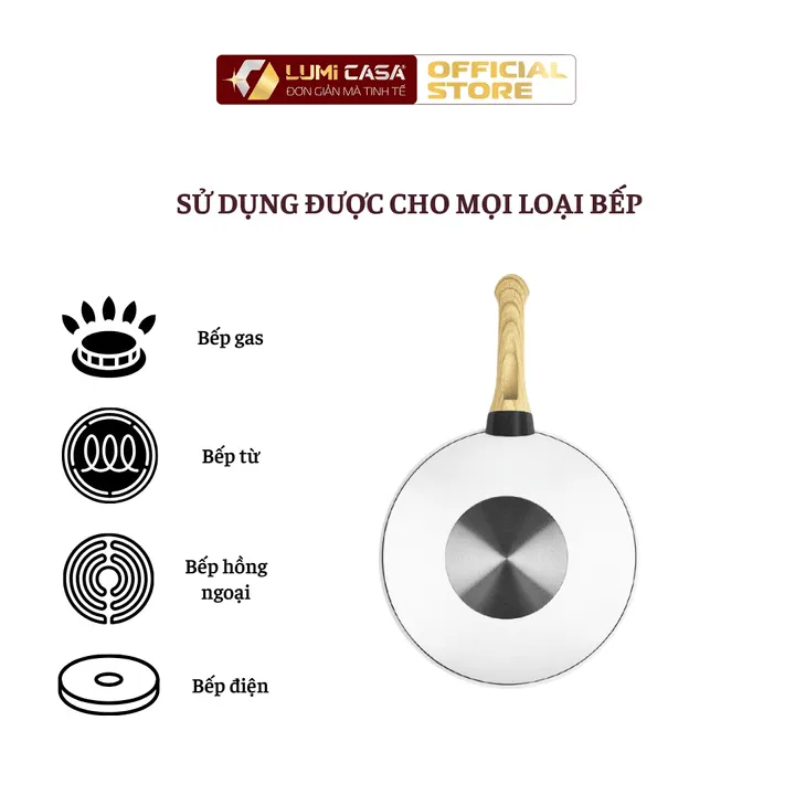 Alternative view of Chảo Chống Dính Có Nắp Hình Vỏ Sò Lumi Casa 30cm Công Nghệ Đức - Siêu Bền, Bắt Nhiệt Nhanh