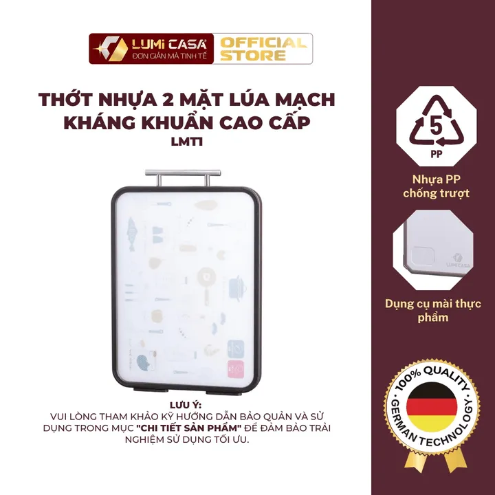 [lmt1] Thớt Nhựa 2 Mặt Lúa Mạch Kháng Khuẩn Cao Cấp Lumi Casa Công Nghệ Đức - An Toàn & Hiện Đại