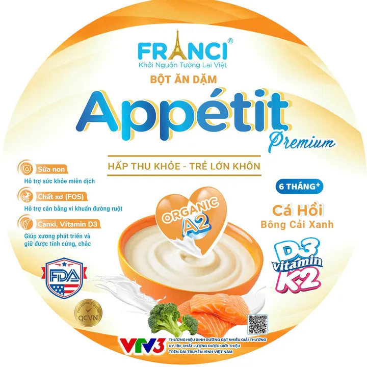 Bột Ăn Dặm Appétit- Cá Hồi Bông Cải Xanh