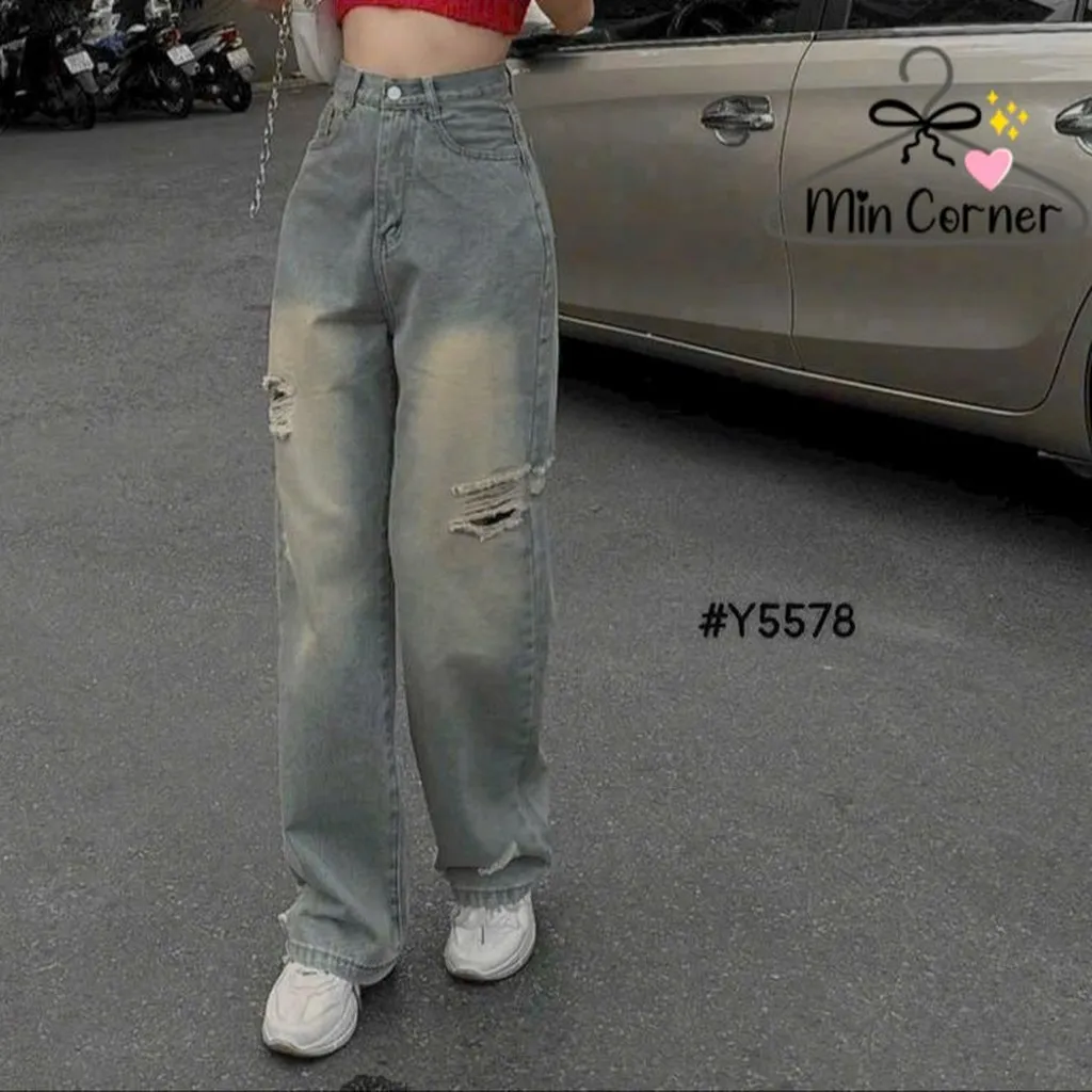 Baggy Jean Ống Suông Lưng Cao Mq199 - Min Corner