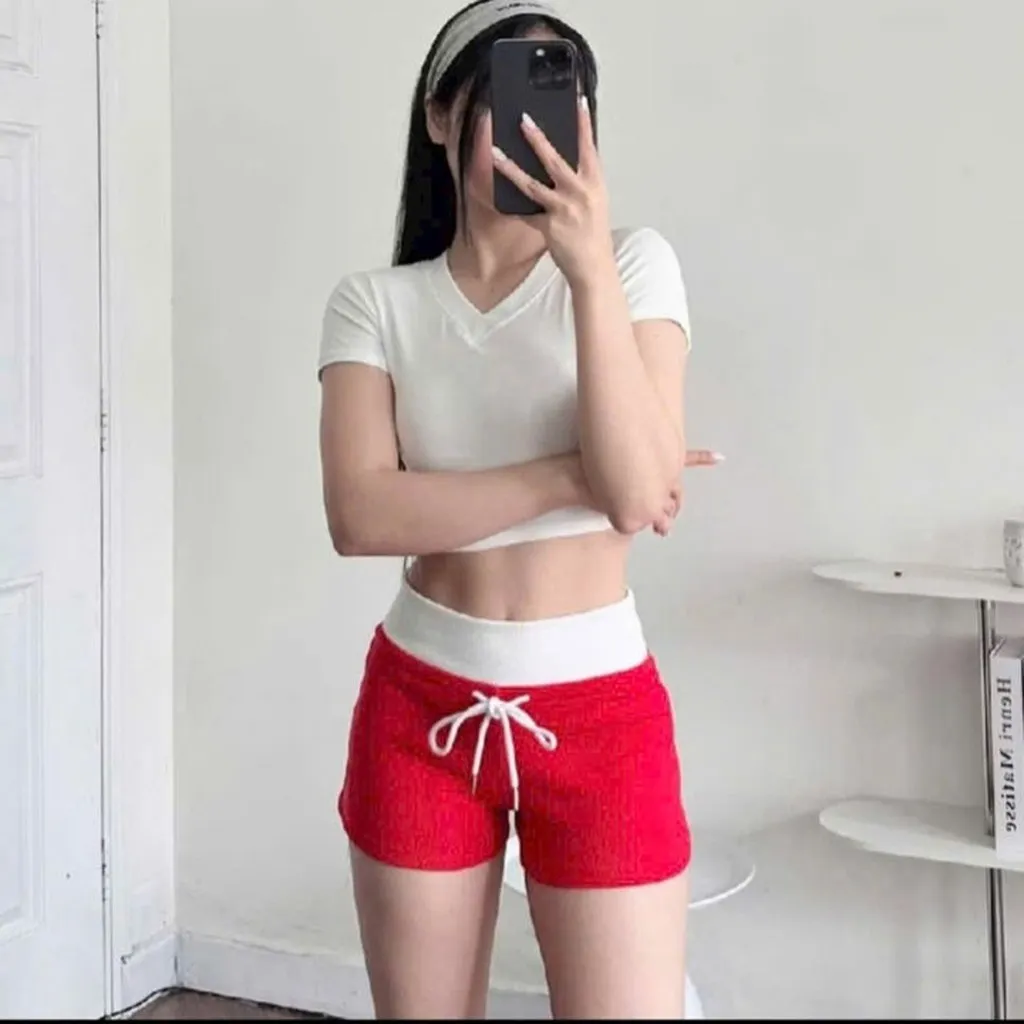Quần Đùi Nữ Dáng Ôm Thun Da Cá Phối Lưng Thun Bảng To Bt35p- Sam Store