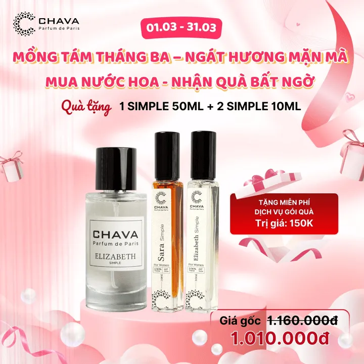 [combo Quà Tặng] 1 Nước Hoa Simple 50ml + 2 Nước Hoa Simple 10ml - Chava