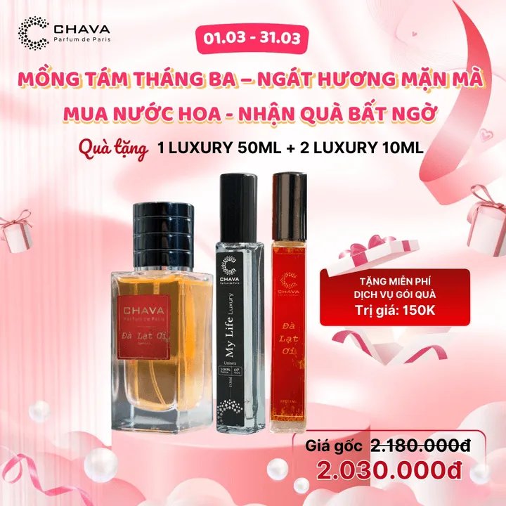 [combo Quà Tặng] 1 Nước Hoa Luxury 50ml + 2 Nước Hoa Luxury 10ml - Chava
