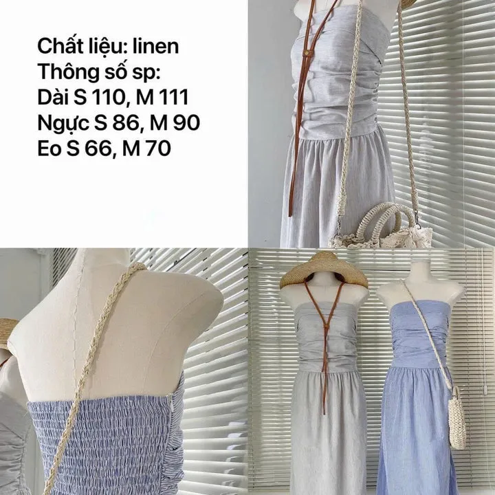 [shoppumi] Đầm Mixi Ống Sọc Nhún Lưng 2 Màu Sm Pumi