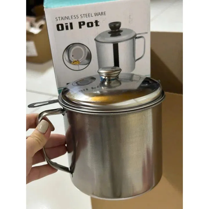 Alternative view of Ca Lọc Dầu Ăn Inox 304 Cao Cấp Không Gỉ 1200ml Lọc Chất Cặn Trong Dầu Thừa, Bình Lọc Dầu Inox
