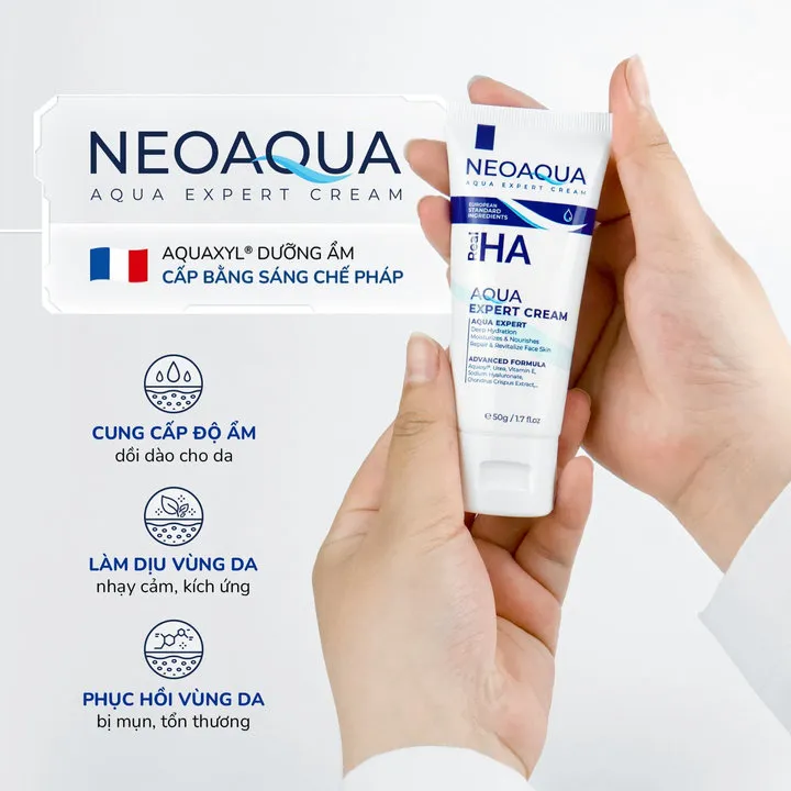 Combo 2 Tuýp Kem Dưỡng Ẩm Khóa Ẩm Phục Hồi Da 2in1 Neoaqua Cấp Nước Chuyên Sâu Ngừa Lão Hóa - Tuýp 50gr