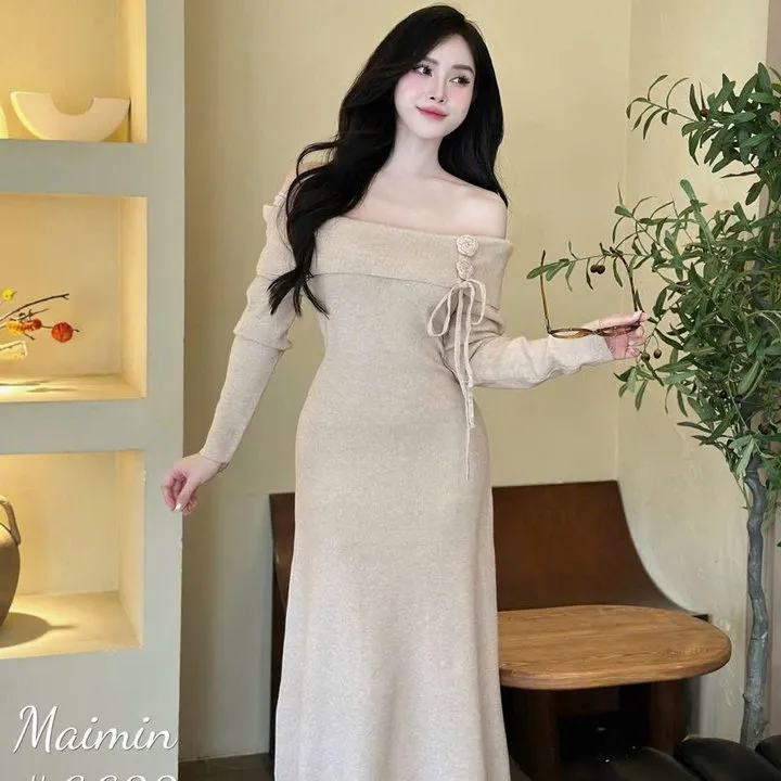 Alternative view of Đầm Body Dáng Suông Trễ Vai Thun Gân Tăm Bt69jh-sam Store