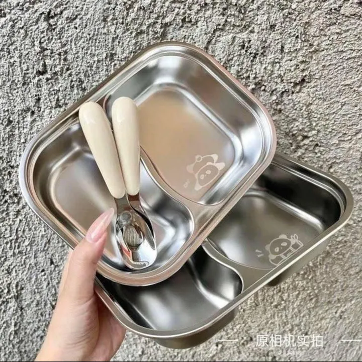 Khay Ăn 2 Ngăn Hình Thú Dễ Thương Cho Các Bé Inox