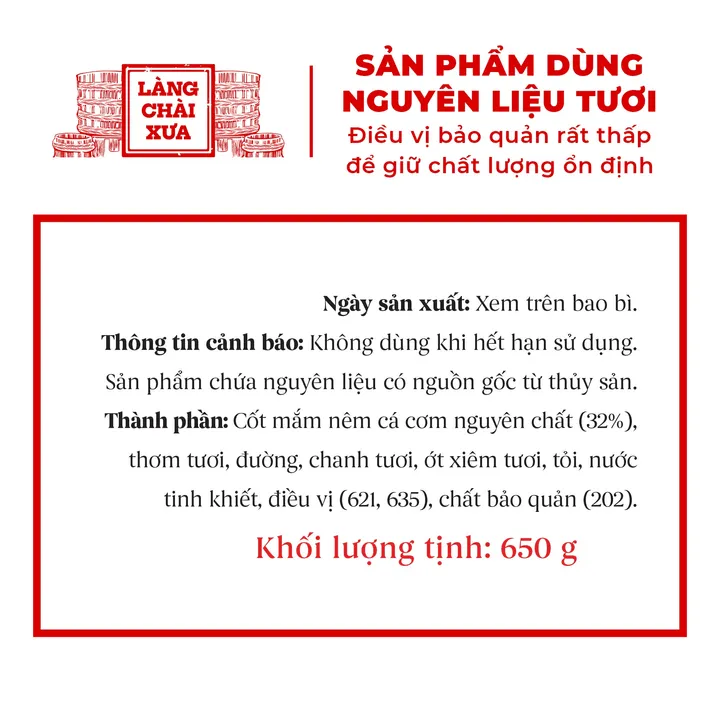 Alternative view of [chai Nhựa 650g] Mắm Nêm Pha Sẵn Ăn Liền Làng Chài Xưa, Nguyên Liệu Tươi, Thơm Ngon Đặc Biệt