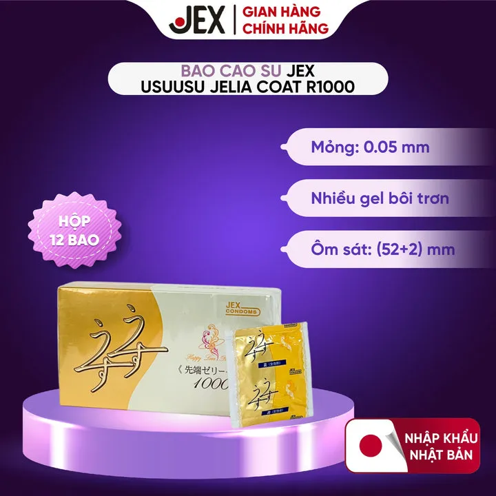 Bao Cao Su Jex – Usuusu Jelia Coat R1000 Hộp 12 Bao