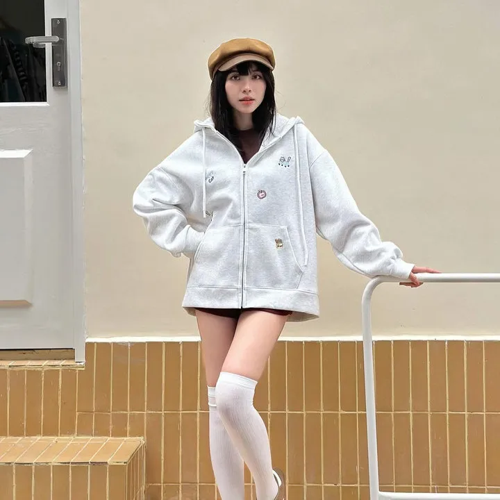 Alternative view of Áo Khoác Nỉ Xk Form Cồ Thiết Kế Khóa Kéo Họa Tiết Chú Mèo - Htm Fashion
